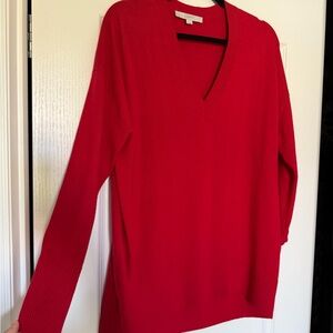 Women's Red V-Neck Sweater
